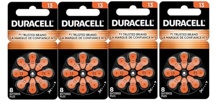 Duracell Hearing Aid Batteries Orange Size 13, 32 Count Pack, 13A Size Hearing Aid Battery with Long-Lasting Power, Extra-Long EasyTab Install for Hearing Aid Devices