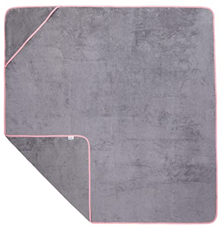 Sowel® Kapuzenhandtuch, 100% Bio-Baumwolle, Badetuch mit Kapuze für Erwachsene, Kinder und Babys, Größe 140x140 cm, Grau/Pink