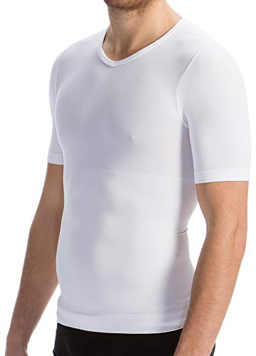 FarmaCell Man 419B (Bianco, XL) Maglia Mezza Manica T-Shirt Uomo Modellante Contenitiva con Filato Breeze rinfrescate e Leggero