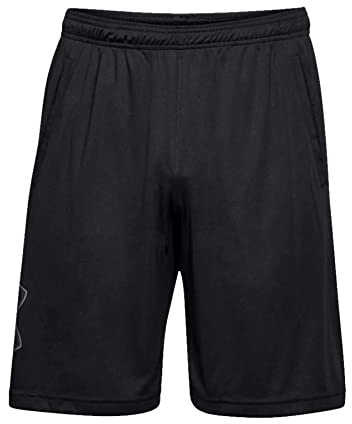 Under Armour Tech grafiska shorts, löparshorts gjorda av andningsbart material, träningsshorts med ultralätt design män, Svart, 3XL Lång
