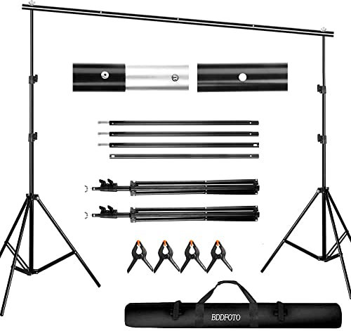 BDDFOTO 2x3 m Support de Fond Réglable, Professional pour Fond Studio Photo, Solide et Portable, Sac de Transport Inclus, Convient pour Photographie, Diffusion en Direct, Mariage, etc.