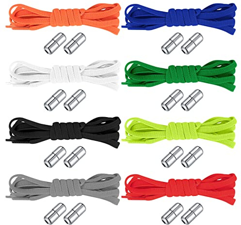 8 Paia Elastici Lacci delle Scarpe Senza Allacciatura, Stringhe Regolabili Lacci con Chiusura in Metallo Senza Nodo No Tie Lacci, Lacci Elastici per Bambini Adulti Scarpe Sportive (8 colori)
