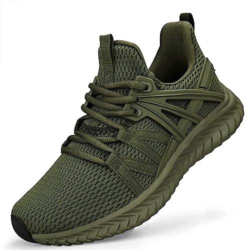 Abboos Tennis Running Shoes Womens Athletic Walking Non Slip Shoes Breathable Mesh Lightweight Fashion Gym Sneakers Green Size 5.5