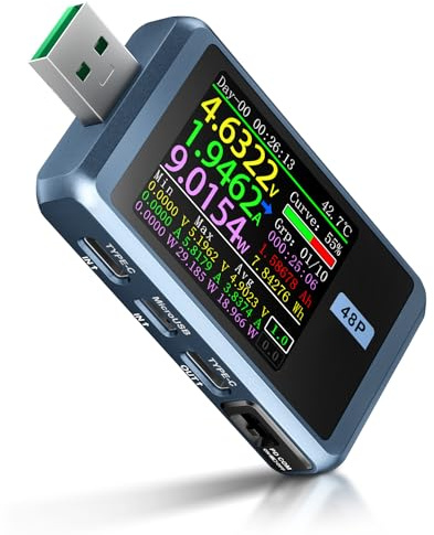 FNIRSI USB Tester 4-24V 6.5A LCD USB A&C Voltage Current Power Display Multimeter with App Software, Fast Charge Detection Trigger, PD2.0/PD3.0,QC2.0/QC3.0, CNC Metal Shell