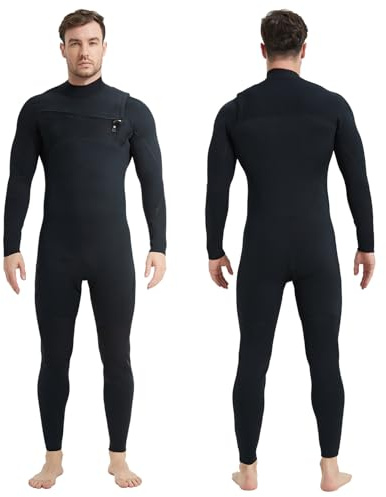 Lemorecn Men’s Surfing Wetsuit Super Stretch Neoprene 4/3mm Chest Zip Full Wetsuit for Men(MC0401-S)