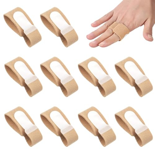 GROVL Finger Splints 10Pcs Finger Buddy Wraps Finger Brace Splints Adjustable Breathable Finger Bandages Finger Tape for Broken Finger,Jammed, Swollen, Dislocated finger Joint, Curled Finger.