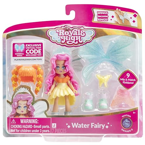 Royale High 3” Water Fairy Fashion Doll - 1 Figure with 9 Fashion Accessories - Virtual Item Code Included - Series 2 - Ages 5+