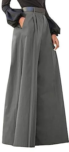 Pantaloni di Lino Donna Estivi A Vita Alta con Stampa Gamba Larga - Mimetici Taglie Forti Eleganti Baggy Pants Invernali