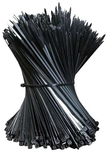 500 Stück Kabelbinder Schwarz, 200mm x 4,8mm Nylonbinder, Cable Ties Zugfestigkeit mit 22 kg, Uv Beständig Kabel binder Zip, Selbstsicherndes Industrie Cable Ties fur Kabelmanagement