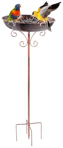 QINGYIWL Vogeltränke Stehend, 76x24cm Vogelbad für Draußen Garten, Wassertränke für Vögel für Blumenbeete, Rasenflächen, Antike Erscheinung (Eisen)