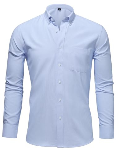 Casey Kevin Camicia Uomo Maniche Lunghe - 100% Cotone - Regular Fit - Colletto con Bottoni Casual Camicie con Tasche