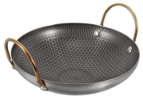 QXSJEDYCH Padella da portata/cottura for paella spagnola, pentola for paella di frutti di mare in acciaio inossidabile con doppi manici for ristorante di casa, campeggio all'aperto