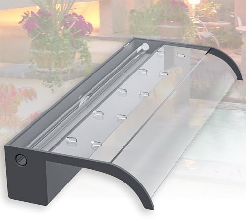 LONGRUNNEW Juego de hojas de cascada para estanque, 60 cm, acrílico, fuente de piscina con accesorios, ancho de 18 cm, boquilla curvada, para jardín, patio, decoración de estanque