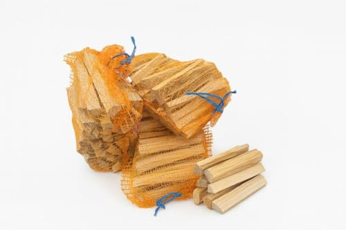 Premium Anzündholz (6 × 2,5 kg pro Sack)–Kammergetrocknetes Kiefer-& Fichtenholz aus nachhaltiger Forstwirtschaft– Natürliches, sauberes Brennholz für Kamin,Ofen, Grill & Feuerschale (15 kg)