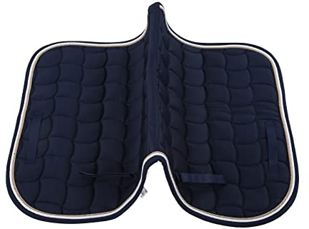 Segrehy Sattelunterlage, Doppelseil, Allzweck-Sattelunterlage, weich, atmungsaktiv, mit Handschlaufe und Gurt für Reittraining und Wettkampf, Polyester-Baumwolltuch, 500 x 650 mm (Dunkelblau)