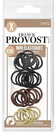 FRANCK PROVOST - Lot de 30 Mini Elastiques - Assortiment de Couleurs - Sans Lien Métal - Hyper Extensible - Coiffure Facile - Tous Types de Cheveux