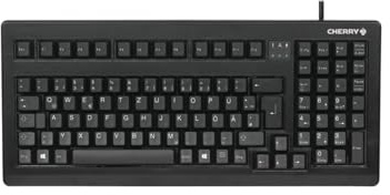 CHERRY G80-1800, disposition internationale, clavier QWERTY, clavier filaire, clavier mécanique compact, peu encombrant, ergonomique, CHERRY MX SWITCHES, noir