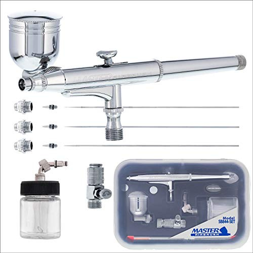 Master Airbrush SB844-SET Universal Precision Dual-Action Side Bowl Gravity & Sifón Airbrush Professional Set by