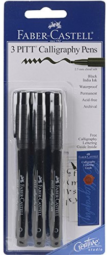 Faber-Castell Faber-Castel PITT Calligraphy Pens Chisel Tip, 2.5mm, Black, 3-Pack