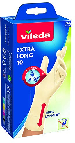 Vileda Extra Long 10 Handschuhe, Latex, Größe M/L