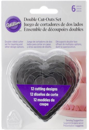 Wilton 6-Piece Nesting Fondant Double Sided Cut Out Cutters, Hearts,Silver