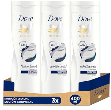 Dove Latte per il Corpo Nutrizione Essenziale, Crema Idratante per pelli secche, Confezione da 3 x 400 ml