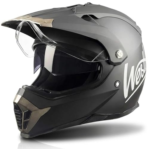 Westt Dirt Bike Helmets for Adults DOT Approved Full Face - Dual Visor Motocross ATV UTV Off-Road Helmet - Lightweight 1600g for Men & Women