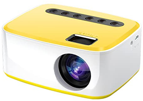 Full HD 1080P Mini Videoprojecteur Portable Home Cinéma Fonction Zoom Movie Projecteur LED Compatible Smartphones, Disques U, Ordinateurs,DVD,Écouteurs,Chaînes Stéréo,Etc,Jaune