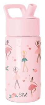 Simple Modern vattenflaska för barn med sugrör | Isolerat rostfritt stål återanvändbar tumlare för småbarn, flickor, pojkar | Summit Collection | 415 ml | Rosa ballerina