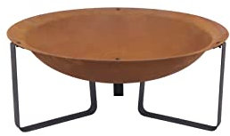 Rustic Wood Burning Steel Fire Pit Bowl with Black Metal Stand - 61cms