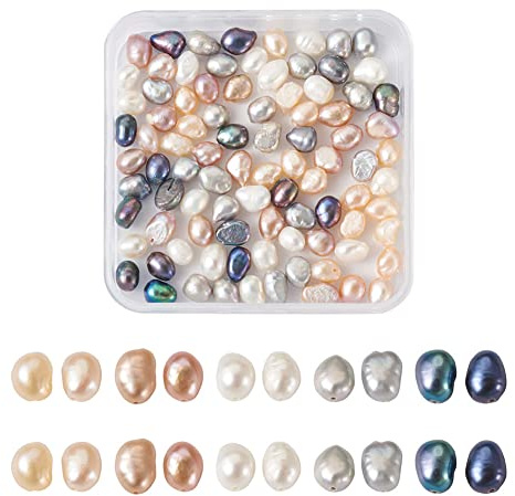 Boutigem 100Pcs Rice Oval Pearl Beads 4~6.5mm Natural Cultured Freshwater Beads for Jewellery Necklace Earring Wedding Craft Making Decor