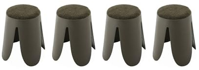 Alice's Home - Set de 4 tabourets empilables Kaki foncé. Bouclette texturée. Niki. Ø30 / 44 x H46cm