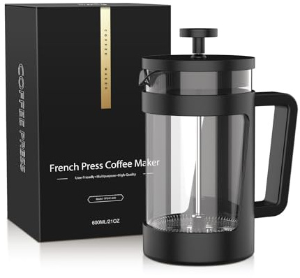 4 Cup Cafetiere French Press, 21 Oz Coffee Press for Ground Coffee, Caffettiera With 3 Level Filtration, Heat Resistant Thickness Borosilicate Glass, Coffee Brewer, Perfect For Coffee Lovers Gifts