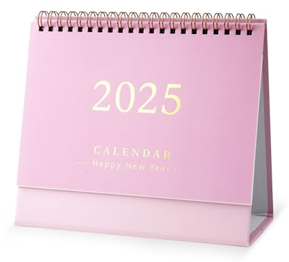 Calendrier de Bureau 2024-2025, 19x16cm Calendrier à Rabat Debout pour l'Année Académique Allant de Juillet 2024 à Décembre 2025 pour l'École le Bureau et la Maison (Rose)
