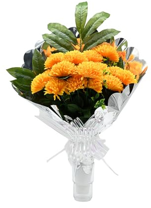 PLUS HOME Flores Artificiales: Elegancia Duradera: Ramo Artificiales para Cementerio, Nichos y Sepulturas,Más de 30 Diseños tamaño aproximado 58x45cm,Botes con Liliums Artificiales.