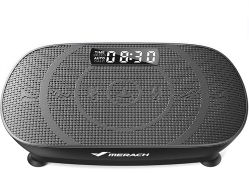 MERACH Vibration Plate, Whole Body Workout Powerful Quiet Vibration Plate Exercise Machine for Weight Loss and Shaping, Auto or Manual Speed Control, Built-in Bluetooth Speaker (Black)