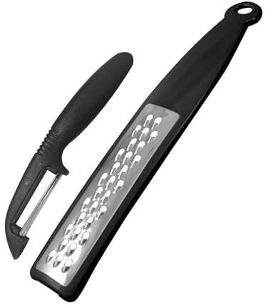 Fackelmann Set Grattugia e Pelaverdure da cucina, 2 pezzi, set grattugia e pelapatate in acciaio inox, per grattugiare ortaggi, per verdure alla julienne