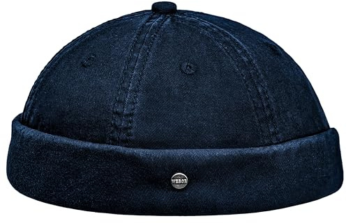 WEROR Dockercap pour hommes – Bonnet Docker, Bonnet de pêcheur, Bonnet de marin - Chapeau en coton - WEROR-451.1, bleu marine, taille unique