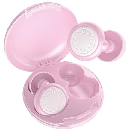 Fefod Tapones Oídos Ruido Dormir, 45dB Tapones Oidos Cancelacion de Ruido con 8 Almohadillas en XS/S/M/L, Reutilizable Tapones Ultra Suaves Que Reducen el Ruido para Dormir, Concentrarse Viajar(Rosa)