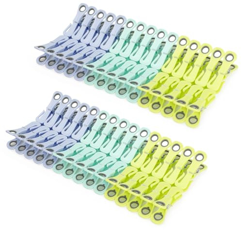 Cozary 60 Piezas Pinzas para Ropa con Gancho, Plástico Pinzas Tender Ropa Estable con Agujero Redondo, Multicolor Clothes Pegs No Deja Marcas para Ropa Interior Pantalones Camisetas Calcetines Peluche