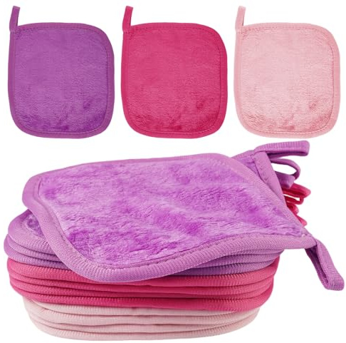 12 stycken sminkdukar tvättbar, 16 x 16 cm mikrofiberduk | Ansiktsservetter i mikrofiber, makeupborttagningsduk, ultramjuk och återanvändbar, för daglig resa ansiktsrengöring