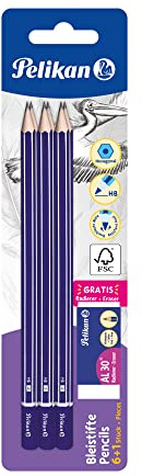 Pelikan 914341 6 Bleistifte + 1 Radierer AL30 Gratis