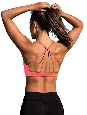 icyzone Yoga sport-bh dambustier med vaddering – andas, utan bygel, sport-bh, topp, Fusion korall, L