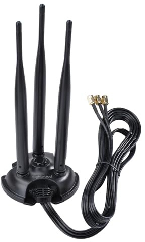 Eightwood 2.4GHz 5GHz Dual Band WiFi Antenna, 3 RP-SMA Connector WiFi 6 Antenna Magnetic Base for PC Desktop Computer, PCIe Network Card, Wireless Router, Mobile Hotspot