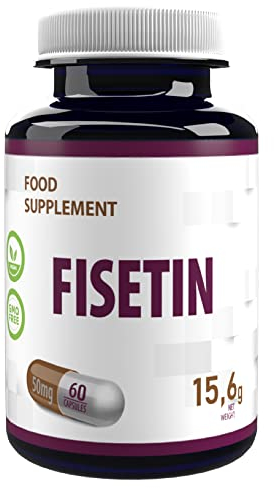Fisetin 50mg 60 Vegane Kapseln, ähnlich wie Quercetin, Natürliche Anti-Aging, Senolytikum, Laborgeprüft, Hochdosiert, Nicht GVO