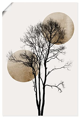 ARTLAND Wanddeko Poster & Kunstdrucke Wandposter 40x60 cm Hochformat Minimalismus Sonne Mond Baum Silhouette U3XE