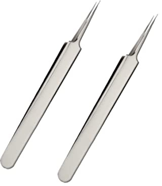 Surgical Tweezers for Ingrown Hair Professional Comedones Extractors Stainless Steel Ingrown Hair Tweezers Precision Sharp Needle Nose Pointed Tweezers Splinters (2 PCS)