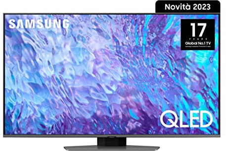 Samsung TV QE50Q80CATXZT QLED 4K, Smart TV 50 Processore Neural Quantum 4K, Direct Full Array, Dolby Atmos, OTS Lite, Integrato con Bixby e Alexa compatibile con Google Assistant, Carbon Silver 2023