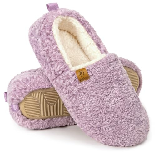 EverFoams Women Faux Shearling Indoor Slippers Purple, 6.5 UK