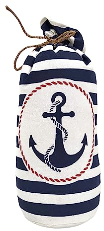 BUSDUGA 4329 Türstopper Anker, 30x11cm, blau weiß gestreift, Türhalter maritim